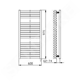 Aqualine Chauffage - Sèche-serviettes Tondi-E 600x970 mm, 400 W, noir mat DE466T