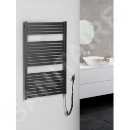 Aqualine Chauffage - Sèche-serviettes Tondi-E 600x970 mm, 400 W, noir mat DE466T