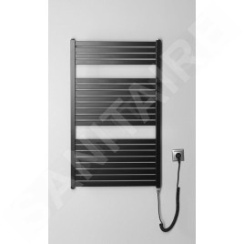 Aqualine Chauffage - Sèche-serviettes Tondi-E 600x970 mm, 400 W, noir mat DE466T