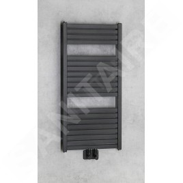 Aqualine Chauffage - Elément chauffant Tondi 450x970 mm, raccordement central, noir mat DT456T