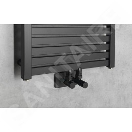 Aqualine Chauffage - Elément chauffant Tondi 450x970 mm, raccordement central, noir mat DT456T