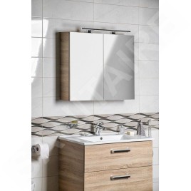 Aqualine Vega - Armoire de toilette, 800x700x180 mm, chêne platine VG880