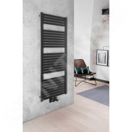 Aqualine Chauffage - Sèche-serviettes Tondi 450x1330 cm, connexion centrale, noir mat DT476T