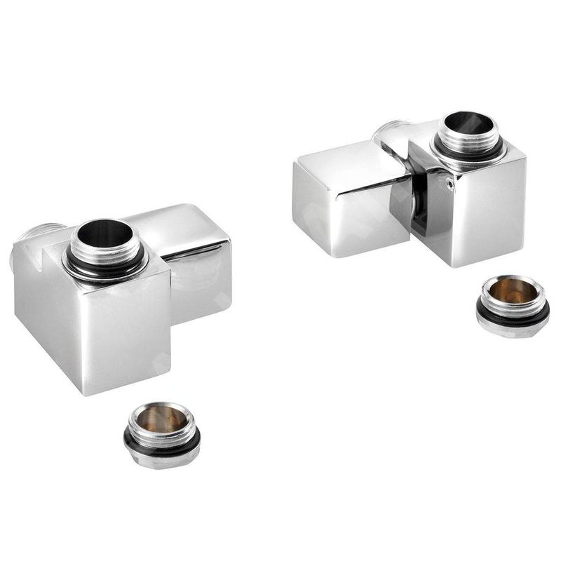 Sapho Cube Combi - Jeu de raccordement pour le corps de chauffe, d´angle, version droite, chrome CP561S