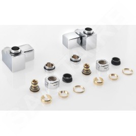 Sapho Cube Combi - Jeu de raccordement pour le corps de chauffe, d´angle, version droite, chrome CP561S