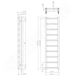 Sapho Metro Light - Sèche-serviettes 300x1140 mm, 211 W, chrome IR444R