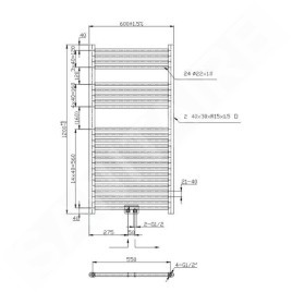 Novaservis Radiateurs - Elément chauffant droit 1200 mm, noir mat 600/1200/RS,5