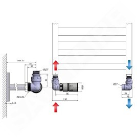 Sapho Corner - Jeu de raccordement thermostatique triaxial, version gauche, chrome CP1011LS