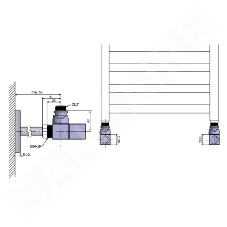 Sapho Cube - Jeu de raccordement de robinets manuel, d'angle, inox brossé CP4510S