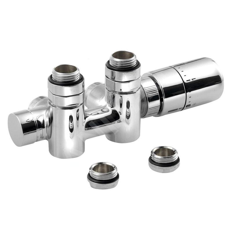 Sapho Twin Combi - Jeu de raccordement thermostatique, raccordement central 50 mm, version droite, chrome CP5010S