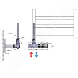 Sapho Mono One - Jeu de raccordement thermostatique de robinets, inox brossé CP2550S
