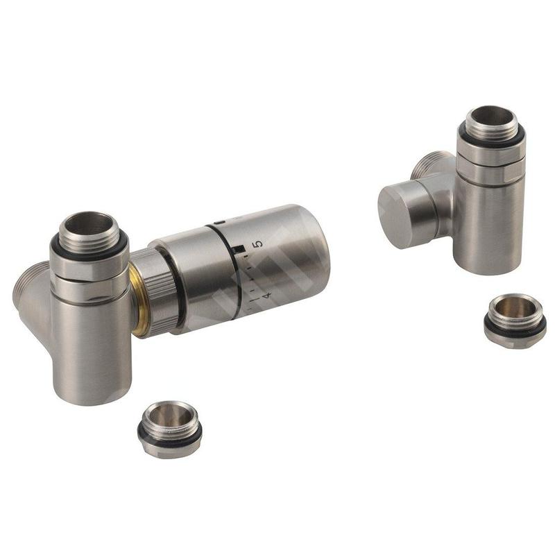 Sapho Corner Combi - Jeu de raccordement thermostatique de robinets, version gauche, inox brossé CP3521S
