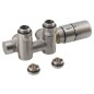 Sapho Twin Combi - Jeu de raccordement thermostatique, raccordement central, version droite, inox brossé CP5510S