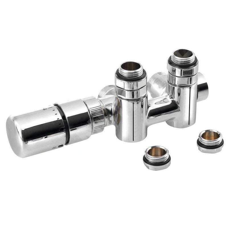 Sapho Twin Combi - Jeu de raccordement thermostatique, raccordement central 50 mm, version droite, chrome CP5012S