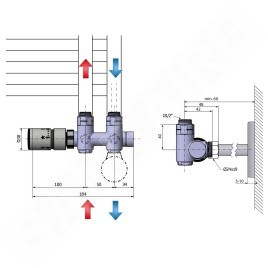 Sapho Twin Combi - Jeu de raccordement thermostatique, raccordement central 50 mm, version droite, chrome CP5012S