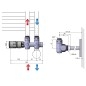 Sapho Twin Combi - Jeu de raccordement thermostatique, raccordement central 50 mm, version droite, chrome CP5012S
