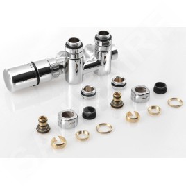 Sapho Twin Combi - Jeu de raccordement thermostatique, raccordement central 50 mm, version droite, chrome CP5012S
