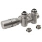 Sapho Twin Combi - Jeu de raccordement thermostatique, raccordement central 50 mm, version gauche, inox brossé CP5512S