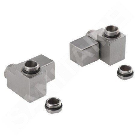 Sapho Cube Combi - Jeu de raccordement de robinets, d'angle, manuel, inox brossé CP562S