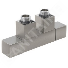 Sapho Cube Twin - Jeu de raccordement vannes, raccordement central, entraxe 50 mm, inox brossé CP582S