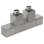 Sapho Cube Twin - Jeu de raccordement vannes, raccordement central, entraxe 50 mm, inox brossé CP582S