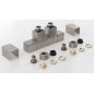 Sapho Cube Twin - Jeu de raccordement vannes, raccordement central, entraxe 50 mm, inox brossé CP582S