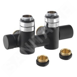 Sapho Twin Combi - Kit de raccordement de valve, raccordement central, droite, pas 50 mm, noir mat CP461BS