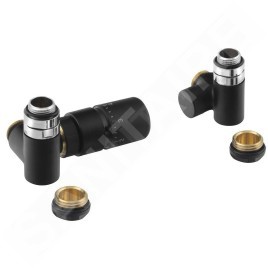 Sapho Corner Combi - Jeu de raccordement thermostatique, version gauche, noir mat CP3021BS
