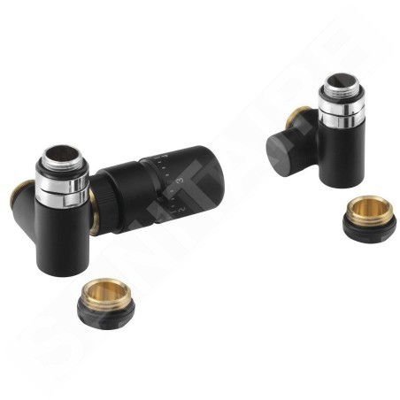 Sapho Corner Combi - Jeu de raccordement thermostatique, version gauche, noir mat CP3021BS