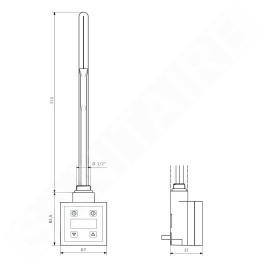 Sapho KTX - Tige chauffante avec thermostat, 300 W, noir mat KTX-B-300