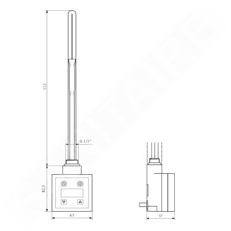 Sapho KTX - Tige chauffante avec thermostat, 300 W, noir mat KTX-B-300