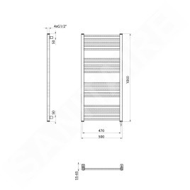Sapho Metro-E - Sèche-serviettes 50x106 cm, 400 W, noir mat ME410B