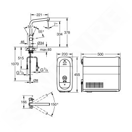 Grohe Blue Home - Mitigeur d’évier avec unité réfrigérante et filtration, chrome 31454001