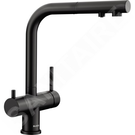 Blanco Fontas S II - Mitigeur d'évier avec bec extractible et fonction filtrante, noir mat 526672