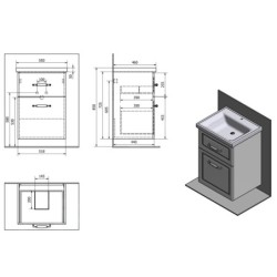 Aqualine Favolo - Meuble lavabo 518x725x440 mm, blanc mat FV255