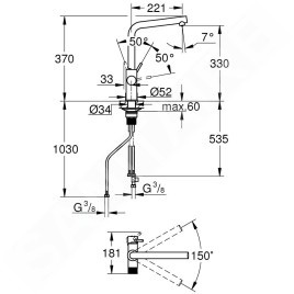 Grohe Blue Pure - Mitigeur d'évier avec fonction filtrante, chrome 30600000