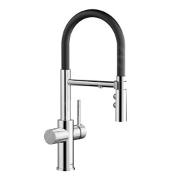 Blanco Catris S - Mitigeur d’évier avec fonction filtrante et bras flexible, chrome/noir 526705