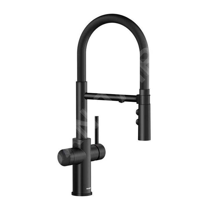 Blanco Catris S - Mitigeur d’évier avec fonction filtrante et bras flexible, noir mat 526707