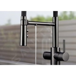 Blanco Catris S - Mitigeur d’évier avec fonction filtrante et bras flexible, noir mat 526707