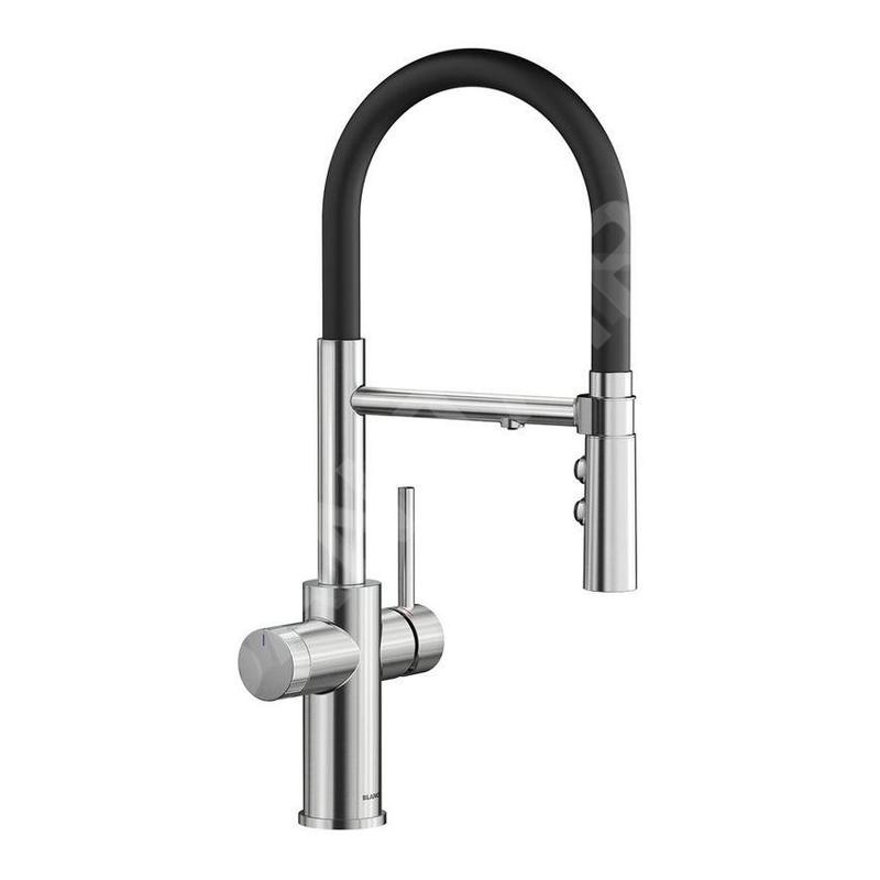 Blanco Catris S - Mitigeur d’évier avec fonction filtrante et bras flexible, chrome/noir 526706
