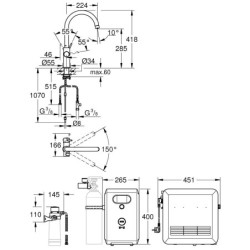 Grohe Blue Professional - Mitigeur d’évier avec unité réfrigérante et filtration, chrome 31323002