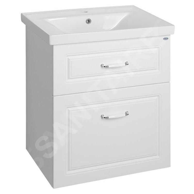 Aqualine Favolo - Meuble lavabo 615x725x440 mm, 2 tiroirs, blanc mat FV265 Aqualine Favolo - Meuble lavabo 615x725x440 mm, 2 tiroirs, blanc mat FV265