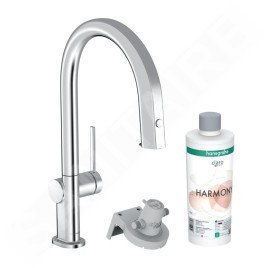 Hansgrohe Aqittura M91 - Mitigeur d'évier avec bec extractible et filtration, sBox, chrome 76800000