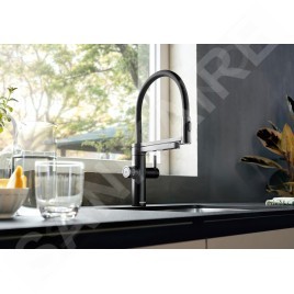 Blanco EVOL-S Pro - Mitigeur d'évier avec bras flexible, douchette et fonction de filtration, noir mat 526636