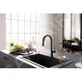 Hansgrohe Aqittura M91 - Mitigeur d'évier avec bec extractible et filtration, sBox, noir mat 76826670