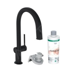 Hansgrohe Aqittura M91 - Mitigeur d'évier avec bec extractible et filtration, sBox, noir mat 76800670