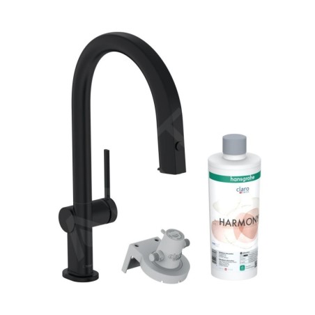 Hansgrohe Aqittura M91 - Mitigeur d'évier avec bec extractible et filtration, sBox, noir mat 76800670