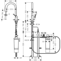 Hansgrohe Aqittura M91 - Mitigeur d'évier avec bec extractible et filtration, sBox, noir mat 76800670