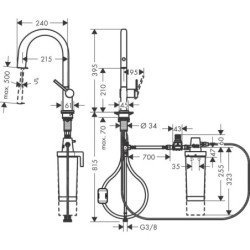 Hansgrohe Aqittura M91 - Mitigeur d'évier avec bec extractible et filtration, simili inox 76801800