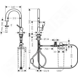 Hansgrohe Aqittura M91 - Mitigeur d'évier avec bec extractible et filtration, noir mat 76803670